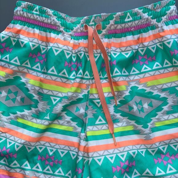 Chubbies The En Fuegos swim trunks elastic stretchy waist teal geometric - Picture 4 of 12